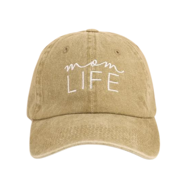 Embroidered Vintage Cap - Mom Life (Khaki)